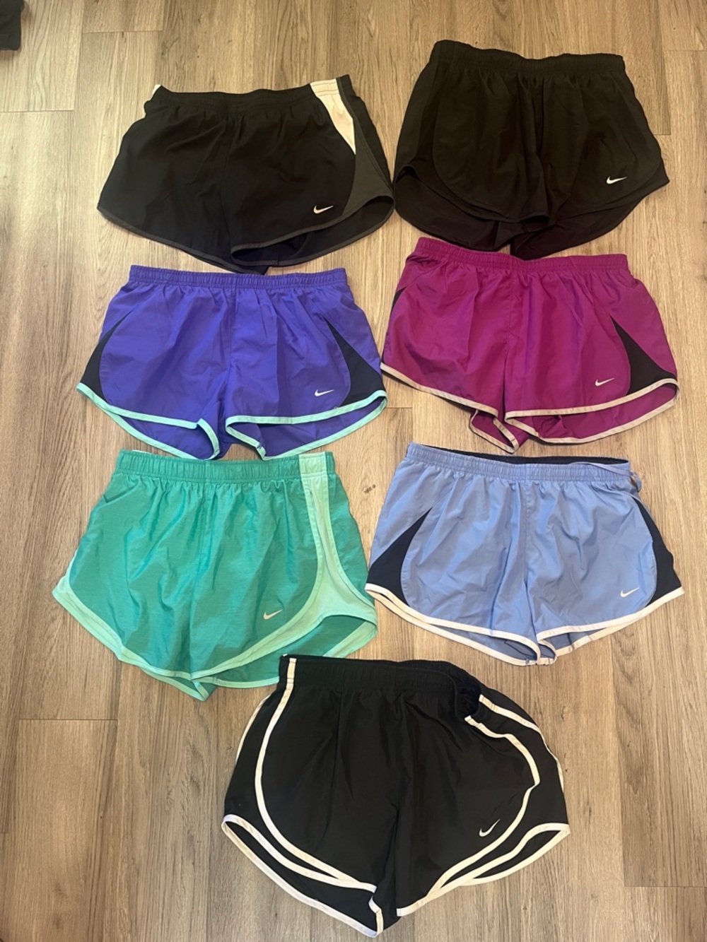 Nike Women's Athletic Running Shorts Pack - Black, Purple, Teal, Blue, Magenta